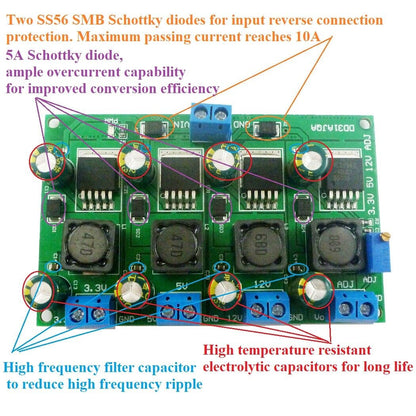 DD31AJQA 3A 4CH 3.3V 5V 12V ADJ DC DC Step-Down Buck Converter Module LM2596 AMS1117 7805