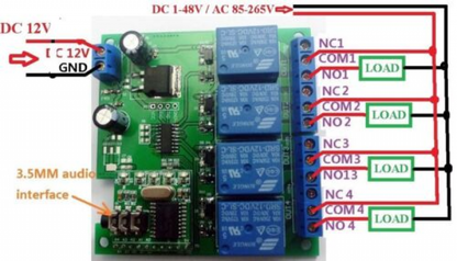 DC 12V 4CH DTMF Relay MT8870 Phone Voice Decoder Remote Controller Switch Module