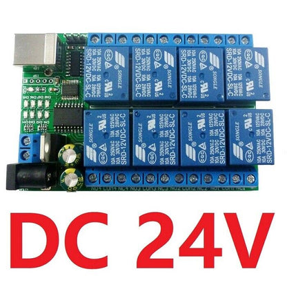 UD23A08 USB TTL232 UART PC MCU COM Relay CH340 WIN10 Linux MAC 8ch DC 5V 12V 24V