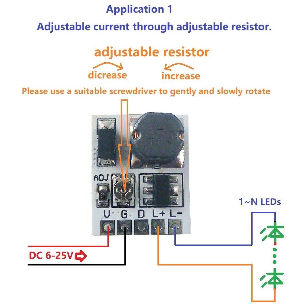LD24AJTA 5000:1 Dimming DC 6-24V 22W Adjustable Constant Current Step-Down High Brightnes