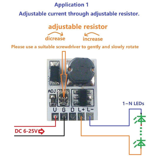 LD24AJTA 5000:1 Dimming DC 6-24V 22W Adjustable Constant Current Step-Down High Brightnes
