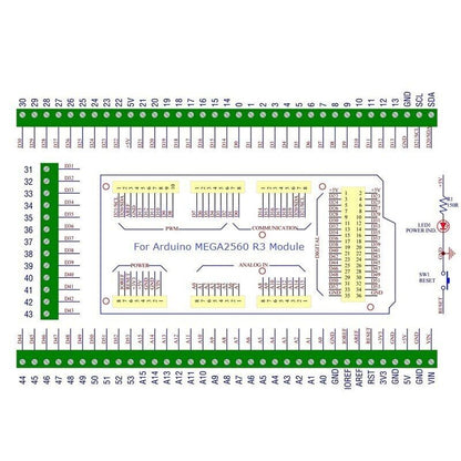 DNMEGA1 DIN Rail Mount Screw Terminal Block Adapter Module for Arduno MEGA2560 R3