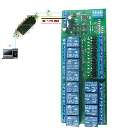 N4D8C12 12ch Digital IO UART RS485 Relay Module Modbus RTU DIN35 C45 Rail Box PLC PTZ