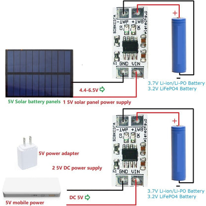 SDBK03TA 1A 3.7V Li-ion Li-Po / 3.2V LiFePO4 Battery 4.2V 3.6V Charger MPPT Solar Control