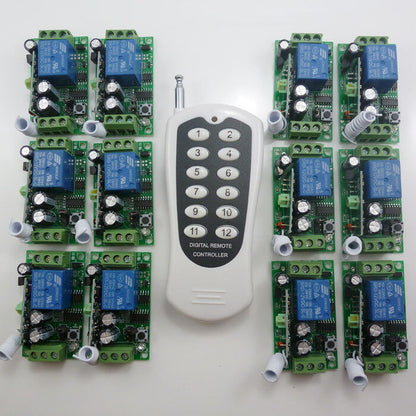AK029 12 Button RF Remote Control 12 pcs  Receiver 1 Button 1 Receiver 1 to Multi RX