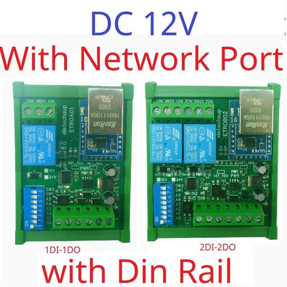 ETROA01 ETROB02 DC 12V/24V 1-2Ch DIN35 Rail RS485/Ethernet Modbus RTU Relay Board