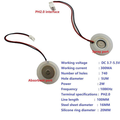 WHTCA01 TYPE-C USB Ultrasonic Atomizing Humidifier Module Fogger Mist Generator