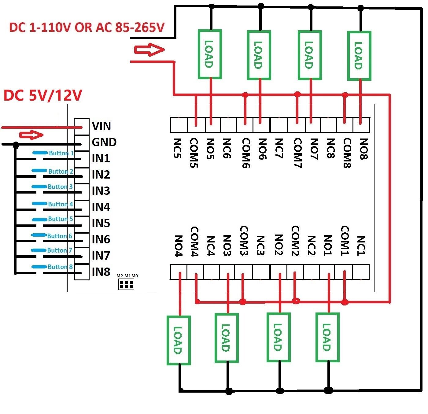 IR23F08 DC 5V 12V 8ch IR infrared control Switch Timer Delay Self-locking Latch Relay