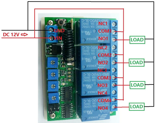 RF22A04 433M 1TX+ 4 RX ASK RF Wireless Adjustable Delay Time LED Bulb Motor Controller