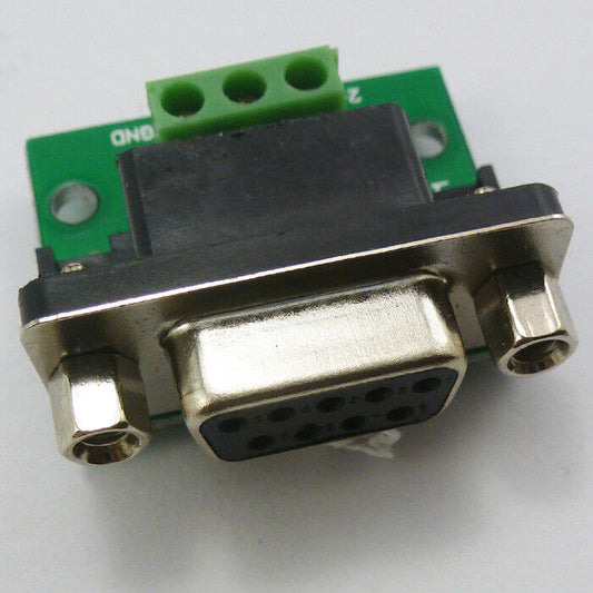 DB9 DE9 D-SUB Female Adapter 3 Pin Signals Terminal Breakout Board RS232 422 485