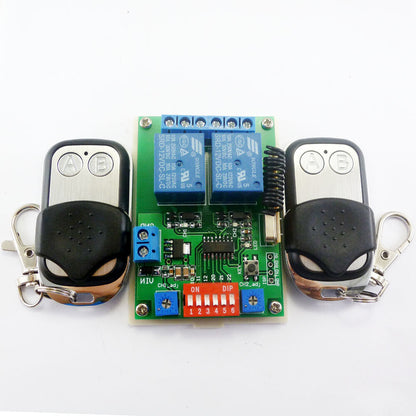 CE029C 12V 2Ch RF Wireless Delay Timer Relay & 2Button EV1527 Encoder Keyfob 315MHZ