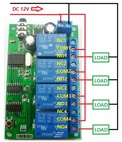 AD22B04 12V 4ch MT8870 DTMF Tone Signal Decoder Relay Phone Remote Control PLC