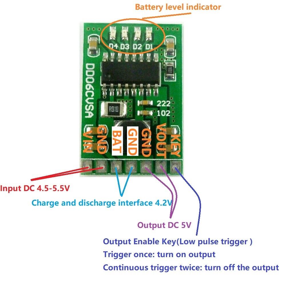 DD06CVSA 5V/2A Charge/Discharge/Boost/Protection 3.7V 4.2V Battery DC-DC Diy Module