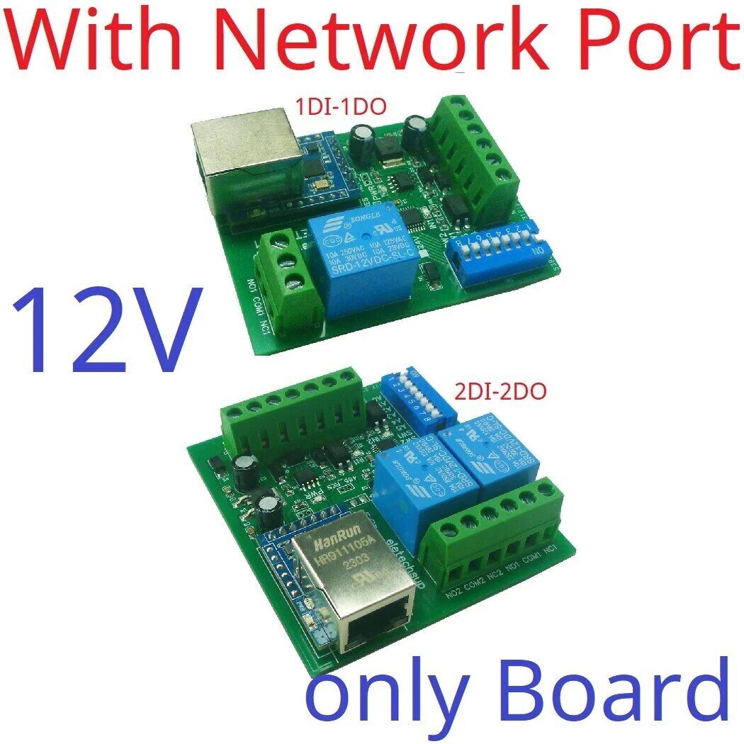 ETROA01 ETROB02 DC 12V/24V 1-2Ch DIN35 Rail RS485/Ethernet Modbus RTU Relay Board