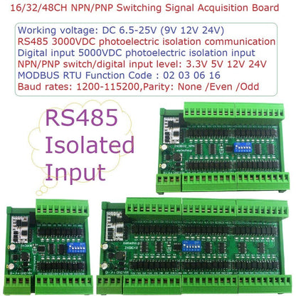 24DIA16 16/32/48CH DI NPN PNP Digital Switch PLC IO Expansion 3000VDC Optical