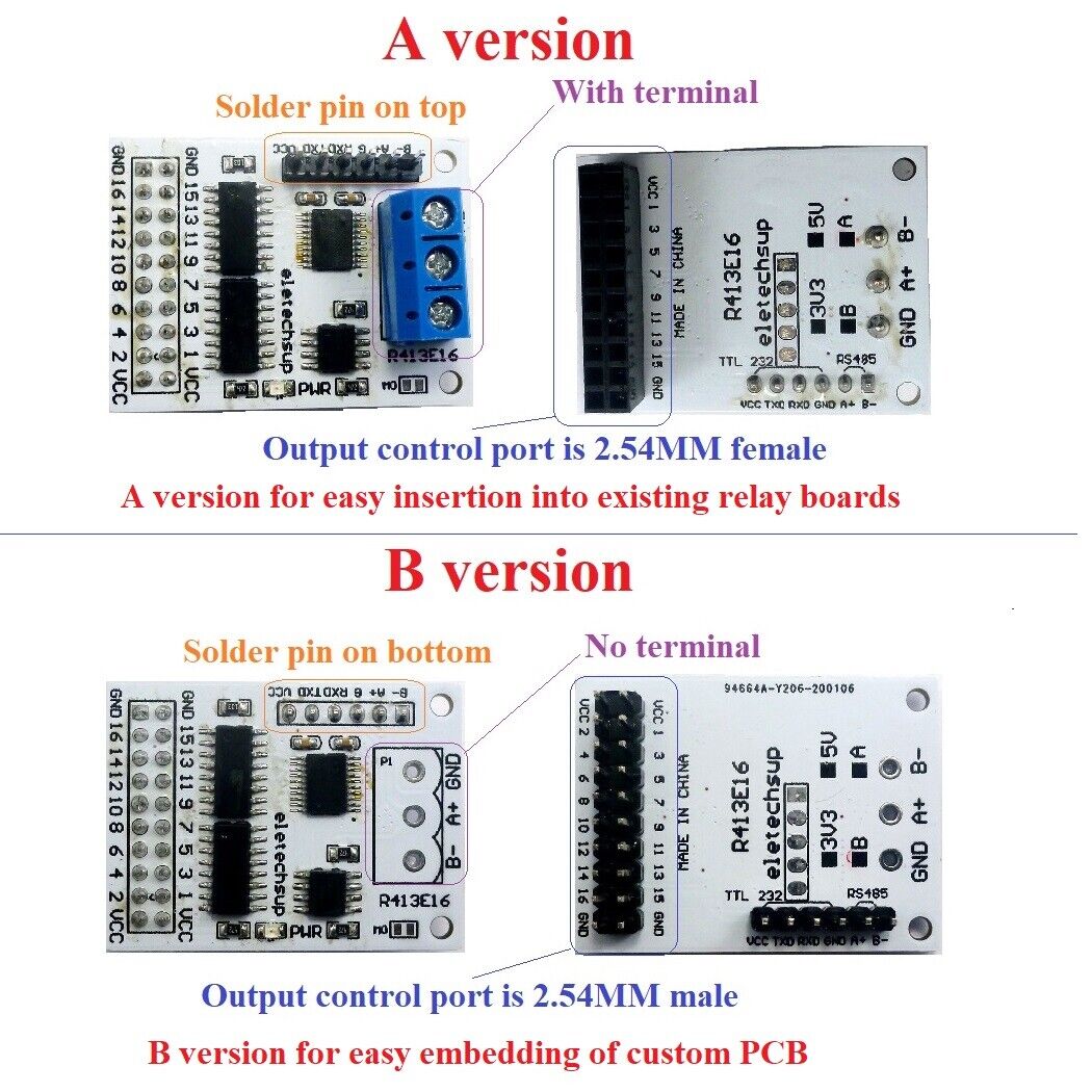 R413E16 RS485 Relay 16ch Multifunction NPN PNP IO Control Core Board Modbus Rtu Module