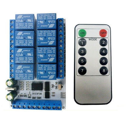 IR23F08 DC 5V 12V 8ch IR infrared control Switch Timer Delay Self-locking Latch Relay