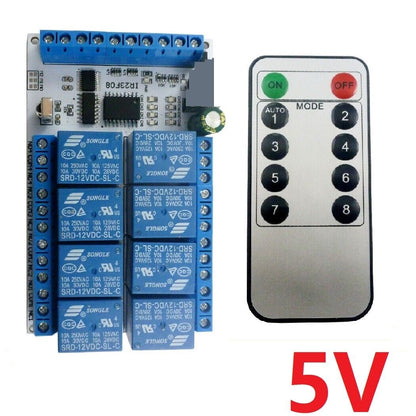 IR23F08 DC 5V 12V 8ch IR infrared control Switch Timer Delay Self-locking Latch Relay