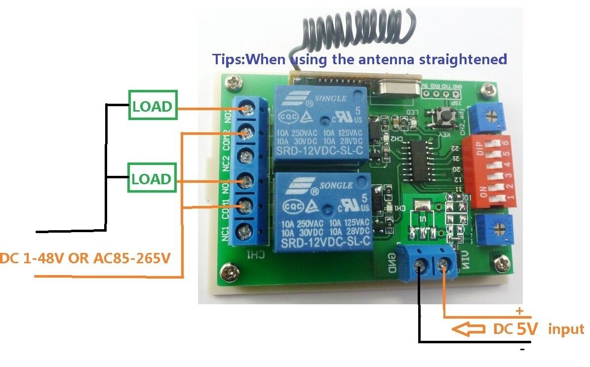 CE029B DC 5V 433mHz 2Ch Wireless Delay Relay Board & RF Wireless Remote Controller