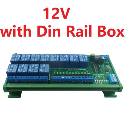 N4D8C12 12ch Digital IO UART RS485 Relay Module Modbus RTU DIN35 C45 Rail Box PLC PTZ