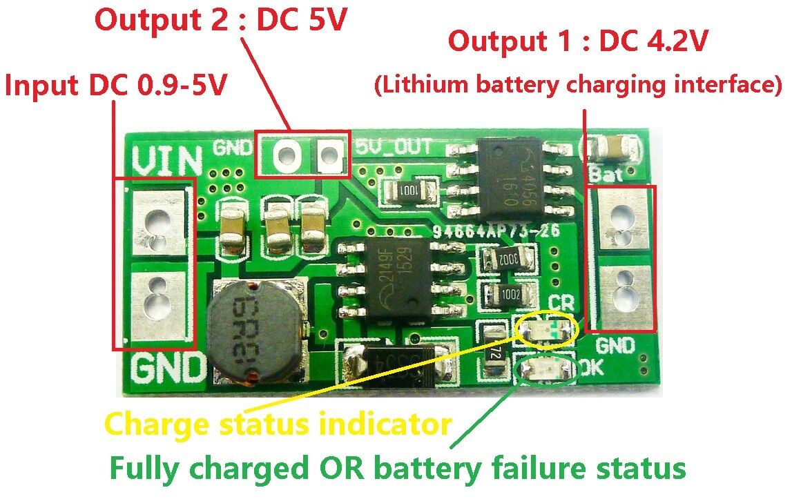 DD05CRTA Max 1000mA DC1.5V 3V 3.3V 3.7V to 4.2V 5V Lithium Battery Power Charging Board