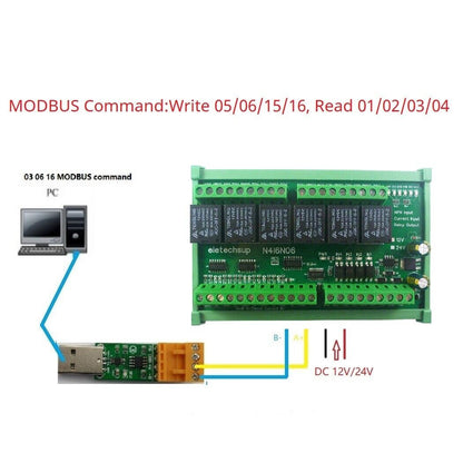 N4I6N06 6AI-4DI-6DO 4-20MA Analog Digital Mixed Remote IO Module RS485 Modbus RTU Dry Co