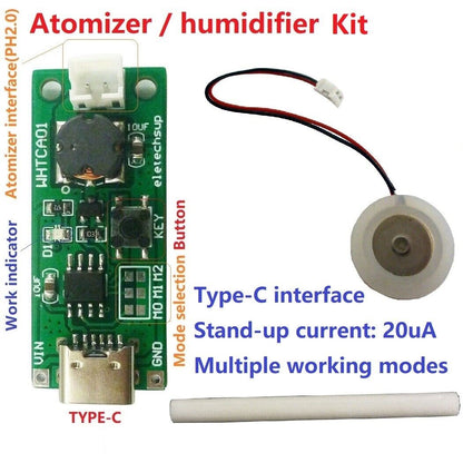 WHTCA01 TYPE-C USB Ultrasonic Atomizing Humidifier Module Fogger Mist Generator