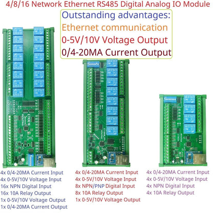ETAIC04 ETVOD08 ETIOE16 Digital Analog Ethernet Remote I/O Modules Modbus MQTT Network Controller