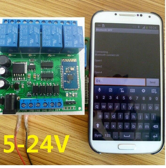 CE041 NEW! DC 5-24V 4CH Bluetooth Android Remote Control Relay Board Smartphone Switch