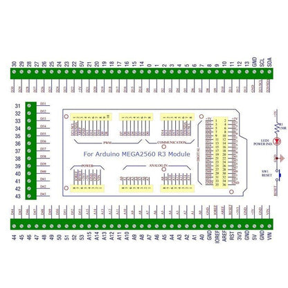 DNMEGA1 DIN Rail Mount Screw Terminal Block Adapter Module for Arduno MEGA2560 R3