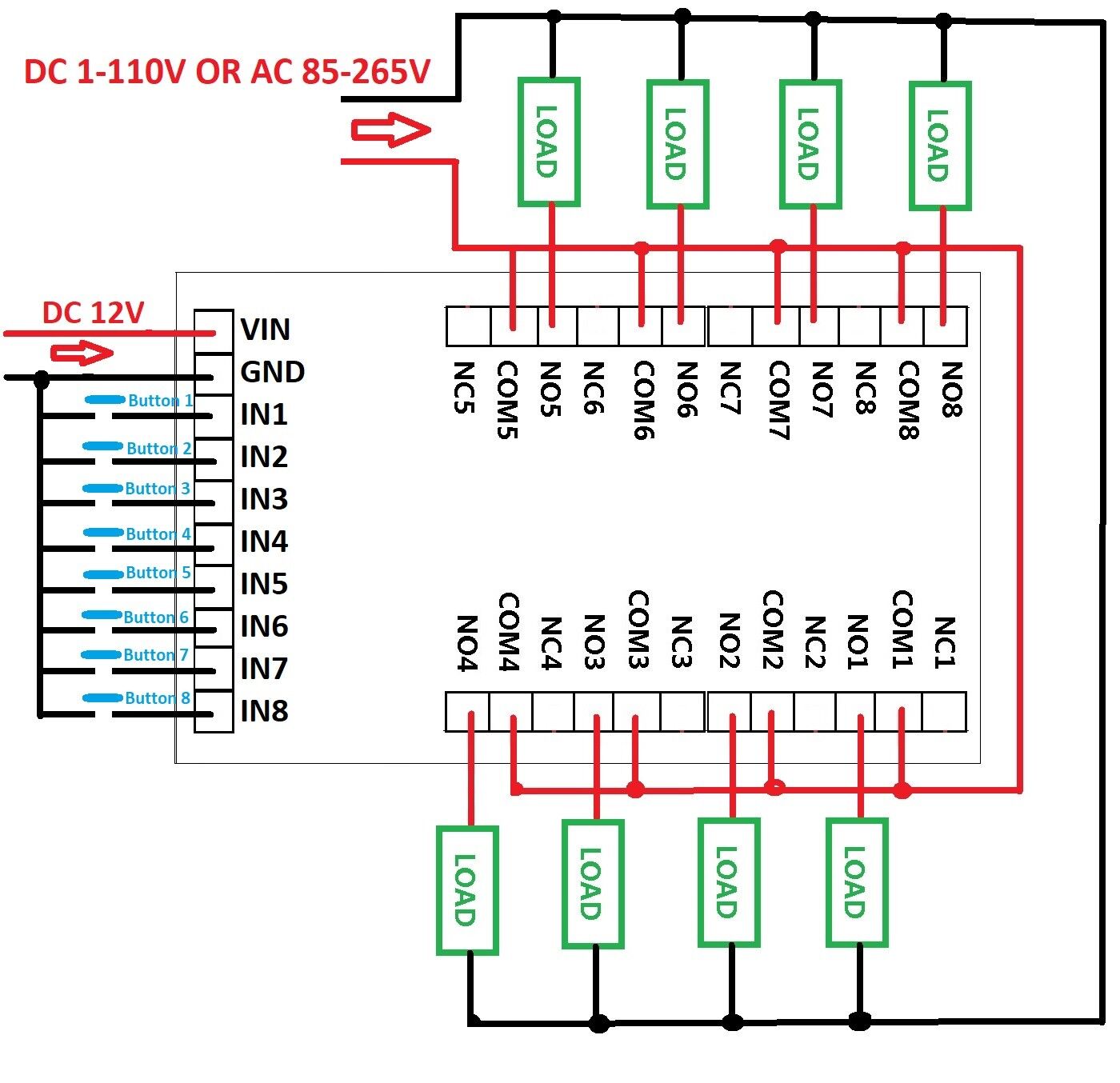 IO43A08 DC 12V 8ch Cycle Delay Time Relay Timer Control Switch Power sequencer PLC Motor