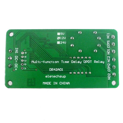 DR42A01 DC 12V DPDT Relay Cycle Timer Module Delay Time Polarity Audio Motor switching