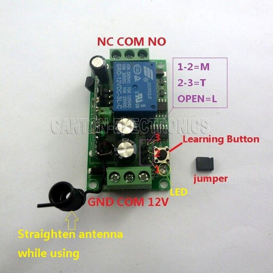 AK029 DC12V 2ch Relay Wireless RF Remote Control provide Ardino MEGA2560 PRO code