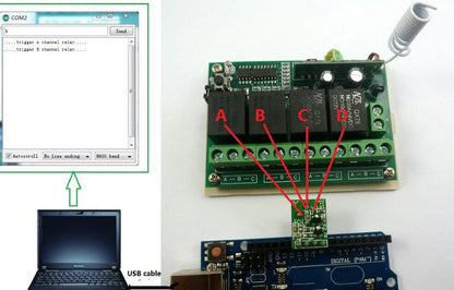 RF22A04 433M forArduno Remote Control UART PC USB RF Wireless Relay Controller PT2262 MC