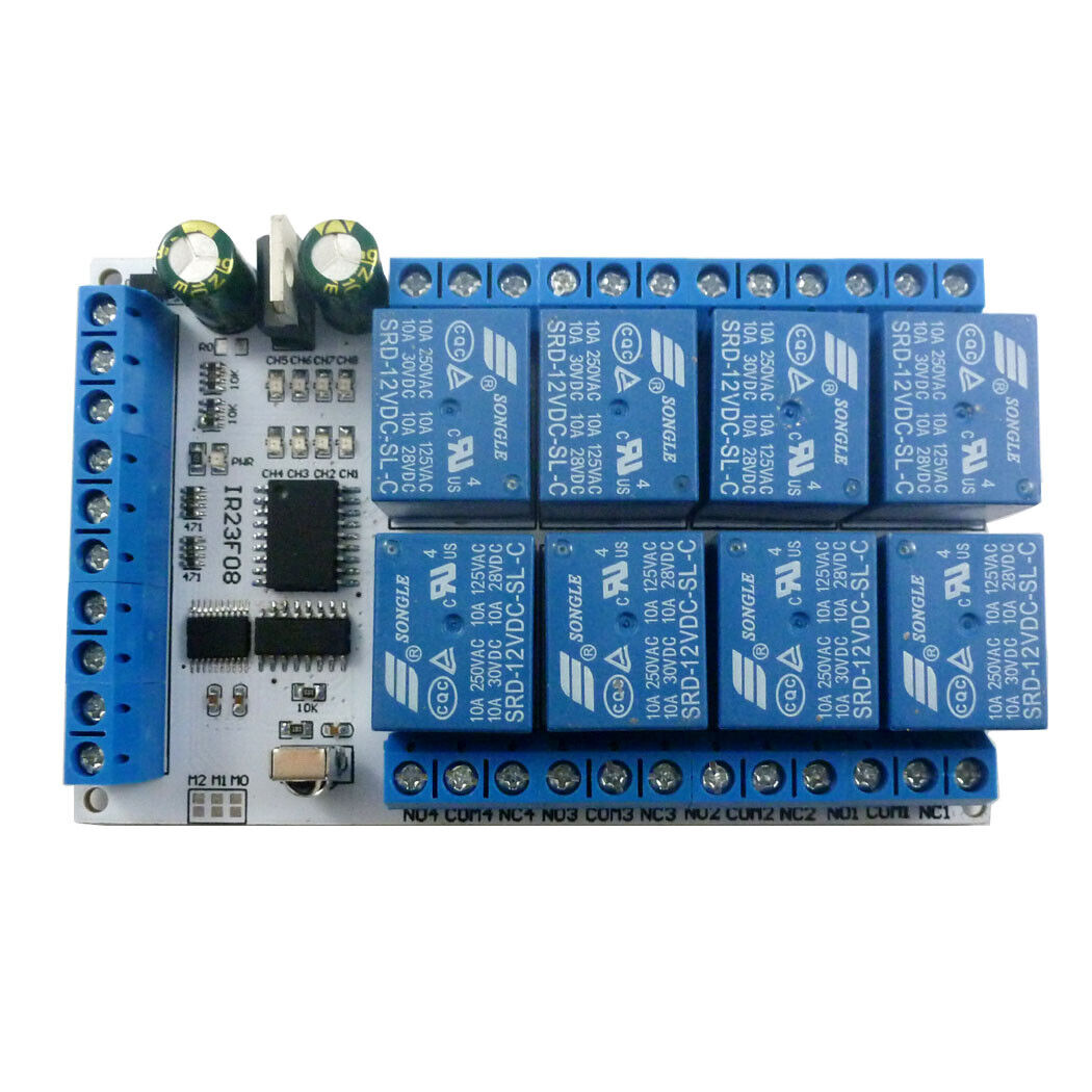IR23F08 DC 5V 12V 8ch IR infrared control Switch Timer Delay Self-locking Latch Relay