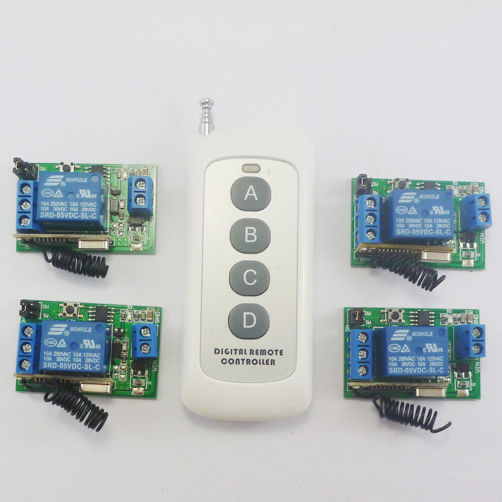 CE033B 5V 433MHz RF Delay Timer Wireless 1 pcs 4 buttons Remote control 4 pcs Receiver
