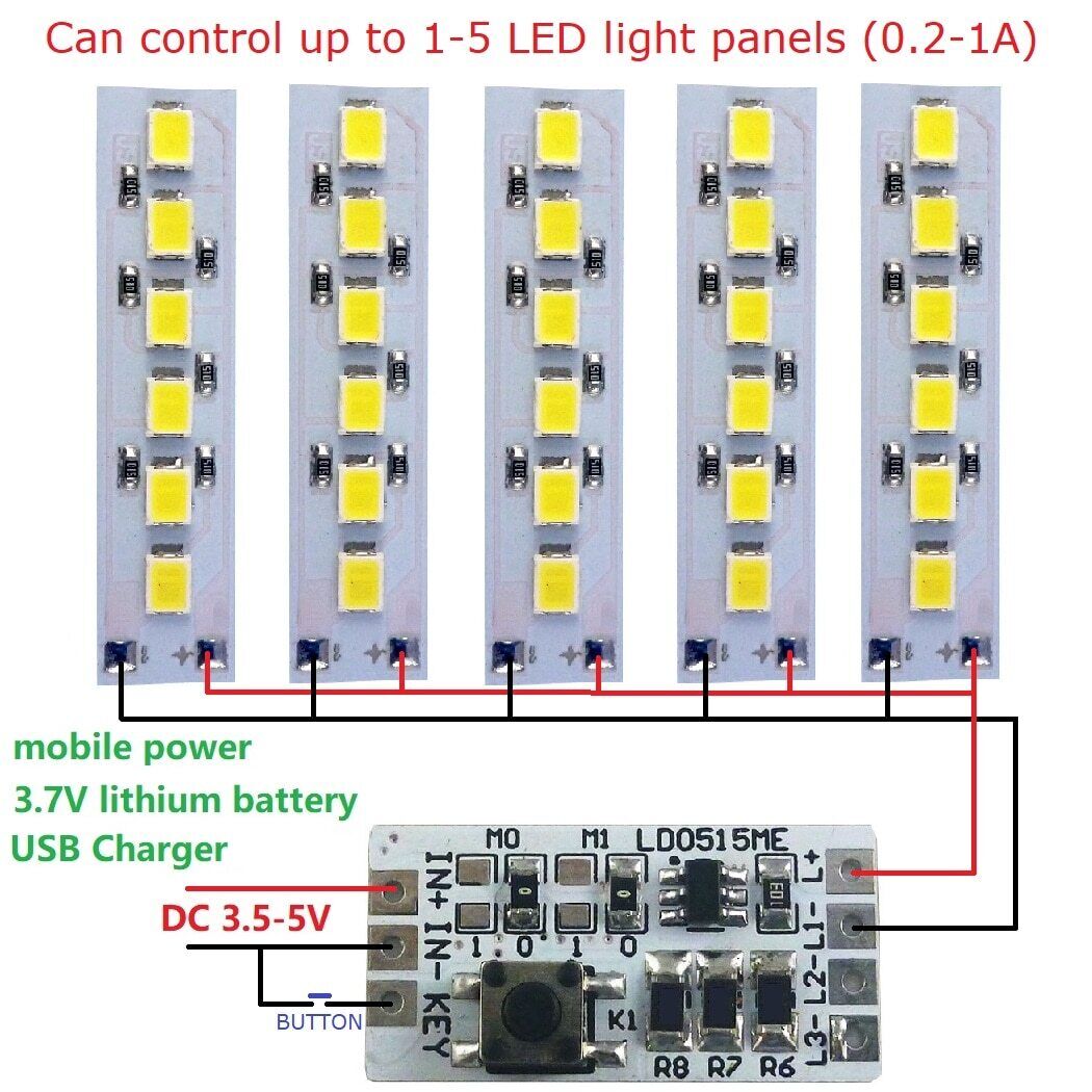 LD0515ME DC5V 1.2A Adjusted LED Driver Current ON OFF Trigger Flashlight SOS 3.7V Lithium