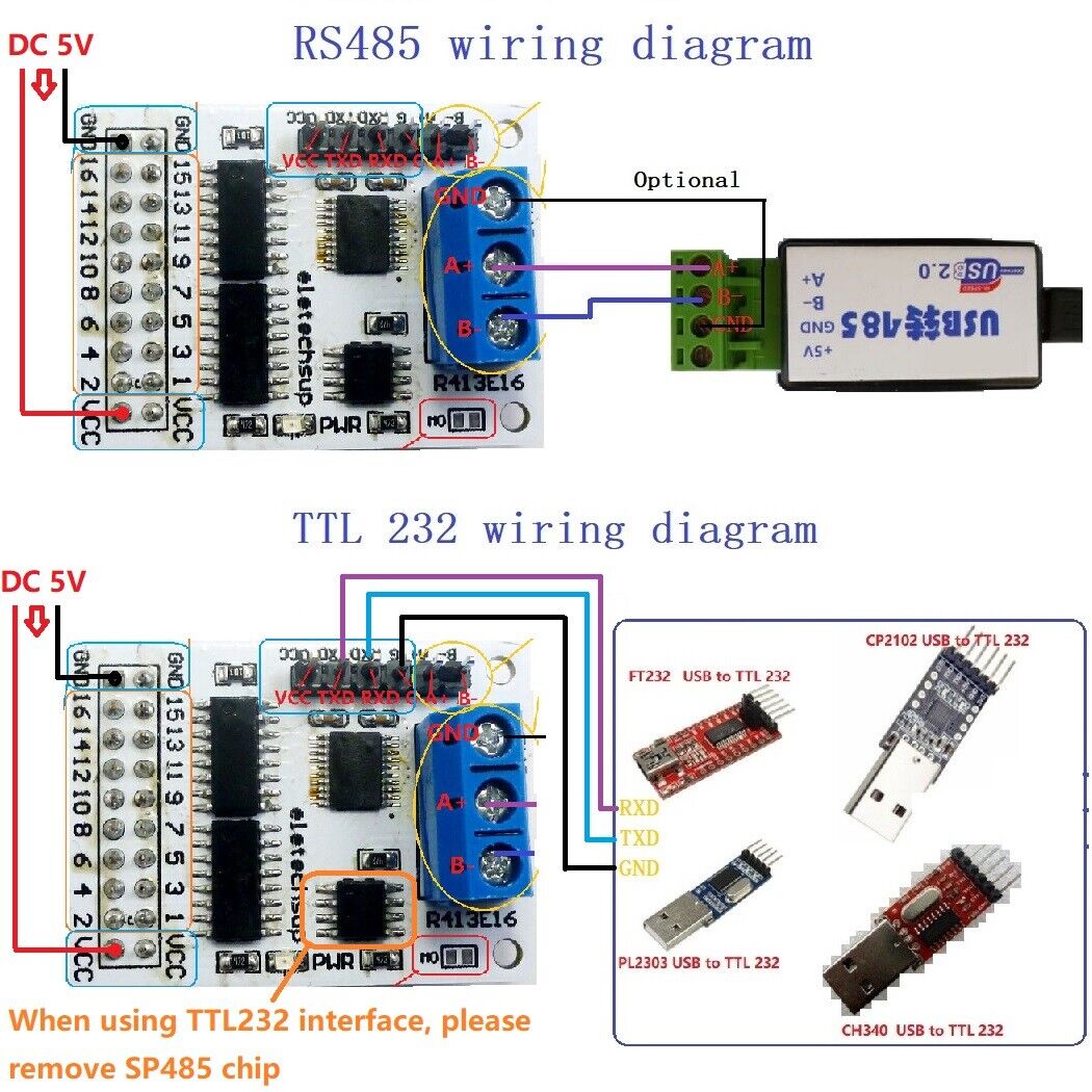 R413E16 RS485 Relay 16ch Multifunction NPN PNP IO Control Core Board Modbus Rtu Module