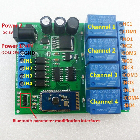 CE041 NEW! DC 5-24V 4CH Bluetooth Android Remote Control Relay Board Smartphone Switch