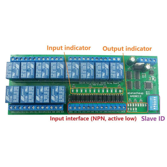 N4D8C12 12ch Digital IO UART RS485 Relay Module Modbus RTU DIN35 C45 Rail Box PLC PTZ