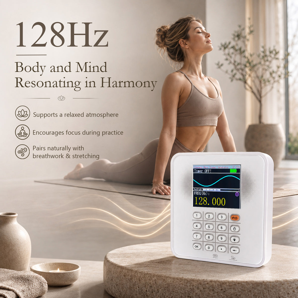 Schumann Resonance Generator Portable Adjustable Rechargeable Battery power 0.01Hz-200kHz Frequency Generator Timer USB-C Rechargeable SC-32A