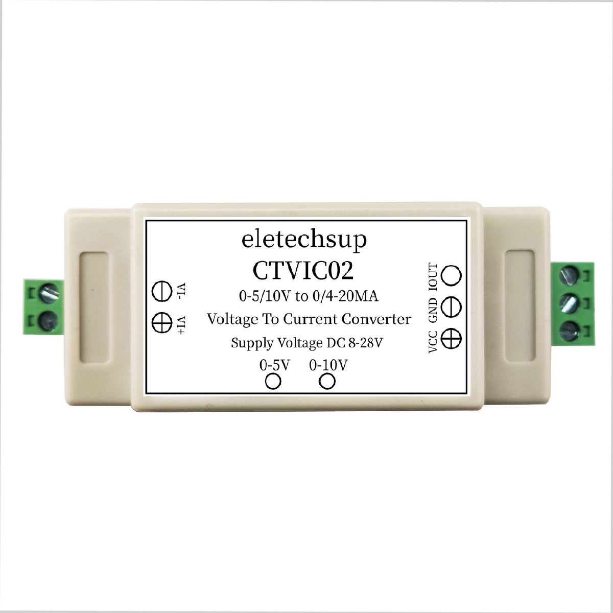 CTVIC02 Industrial Grade Voltage to Current Transmitter 0-5V/0-10V to 4-20mA/0-20mA V/I Linear Converter DAC to Current Din Rail Shell