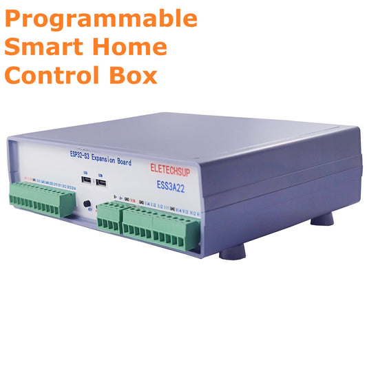 ESS3A22 ESP32  Programmable Smart Home Control Box ESP32 S3 44pin  4CH 0/4-20MA Current Input 4CH 0-5V/10V Voltage Input 8CH NPN Digital Input 6CH 10A Relay Output 4CH 3A MOS Output 9CH Free Port 1CH RS485 BUS 1CH KEY 1CH LED