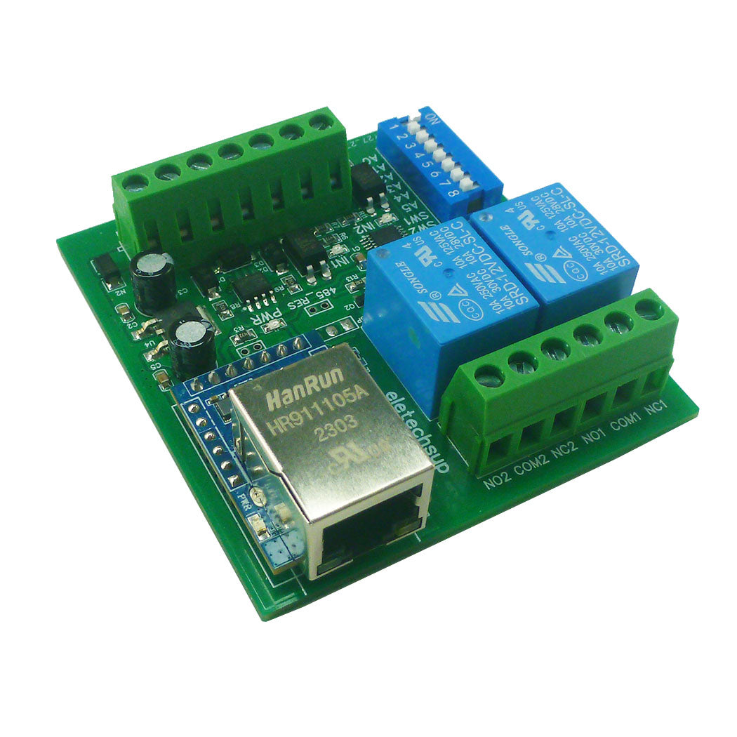 ETROA01 ETROB02 DC 12V/24V 1-2Ch DIN35 Rail RS485/Ethernet Modbus RTU Relay Board