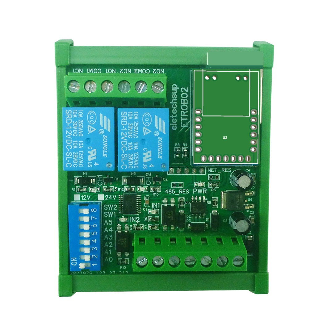 ETROA01 ETROB02 DC 12V/24V 1-2Ch DIN35 Rail RS485/Ethernet Modbus RTU Relay Board