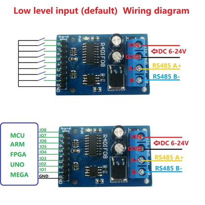 R4DIF08 8 Digital Switch RS485 Acquisition Board TTL LvTTL CMOS IO for PLC Expand Relay Industrial automation
