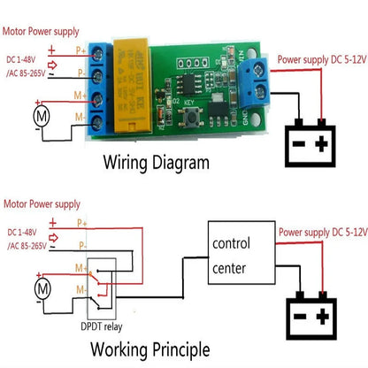 DC 5V 6V 9V 12V Motor Reversible Controller Time adjustable Delay Relay Switch 2A Drive current  5000s 0.1setp