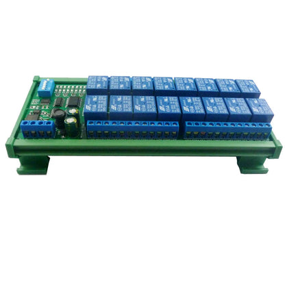 R4D3B16 16-Channel 12V 10A DIN Rail Box PLC Expansion Board RS485 Modbus RTU Relay Module