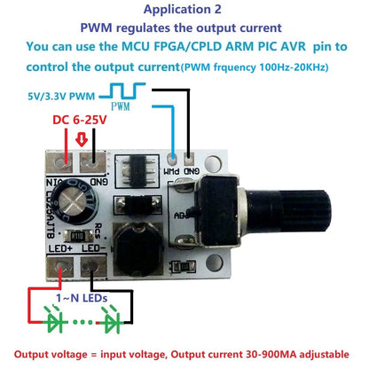LD25AJTB DC 6-24V 20W Adjustable Brightness LED Driver PWM Controller DC-DC Step-down Constant Current Converter