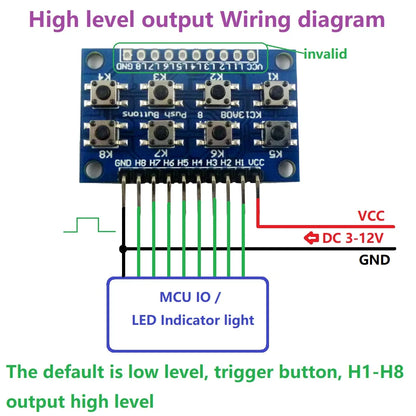 KC13A08 8-button Low High level Push Buttons module 8 Keyboard Keypad for Arduiuo DUE Breadboard Leonardo ZERO Tre Micro banana pi STM32